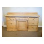Pine low dresser with sycamore top