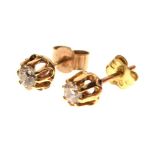 Pair of 9ct gold and diamond ear studs