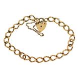 9ct gold curb-link charm bracelet,