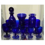 Collection of Bristol Blue Glass