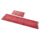 Middle Eastern red ground runner and prayer rug