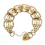 9ct gold gate-link bracelet, 11g approx