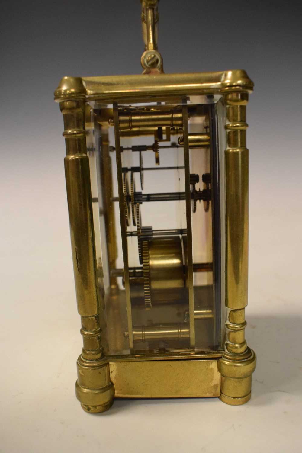 Brass carriage clock with white enamel dial - Image 3 of 6