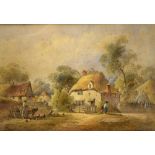 George Earp (senior) - watercolour - Thatched Cottages
