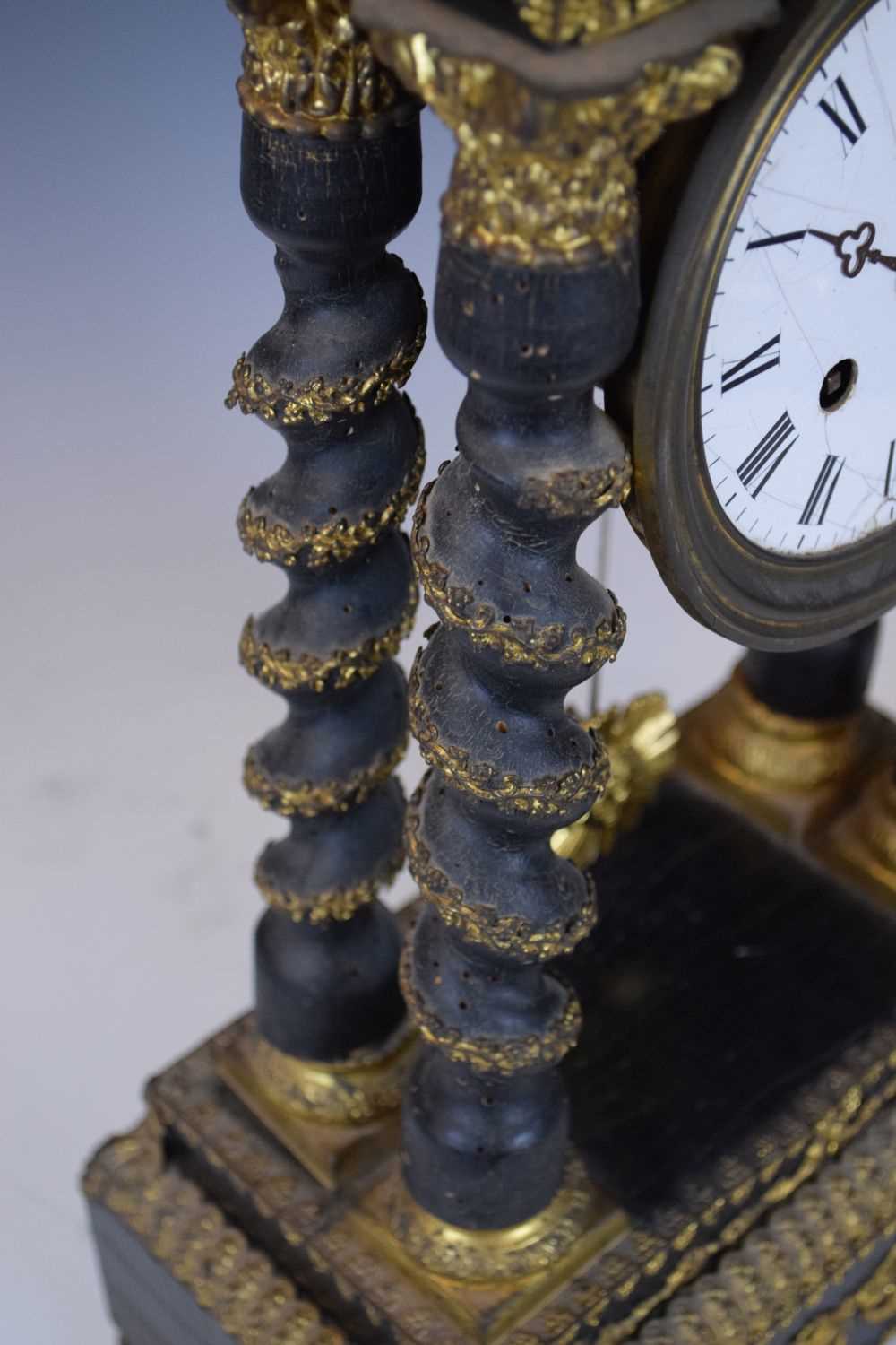 19th Century French ebonised portico clock - Image 5 of 13