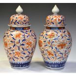 Pair Japanese Imari jars and covers circa 1900