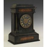 Large French black slate mantel clock