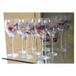 Ten Czechoslovakian wine glasses and jug