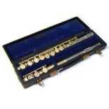 Cased nickel plated flute by Rampone & Cazzani, Milan