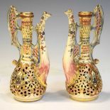 Pair of Fischer Hungary ewers