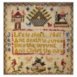 19th Century woolwork sampler