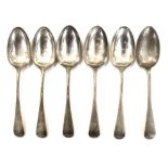 Set of six Edward VII silver Old English pattern dessert spoons