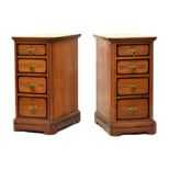 Pair of converted late Victorian Aesthetic period inlaid oak inlaid pedestal chests