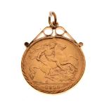 George V half sovereign 1911 in 9ct gold frame