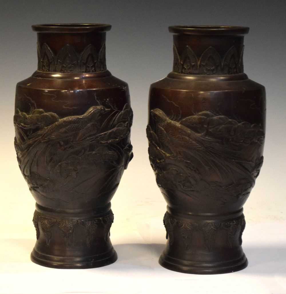 Pair of Japanese bronze vases