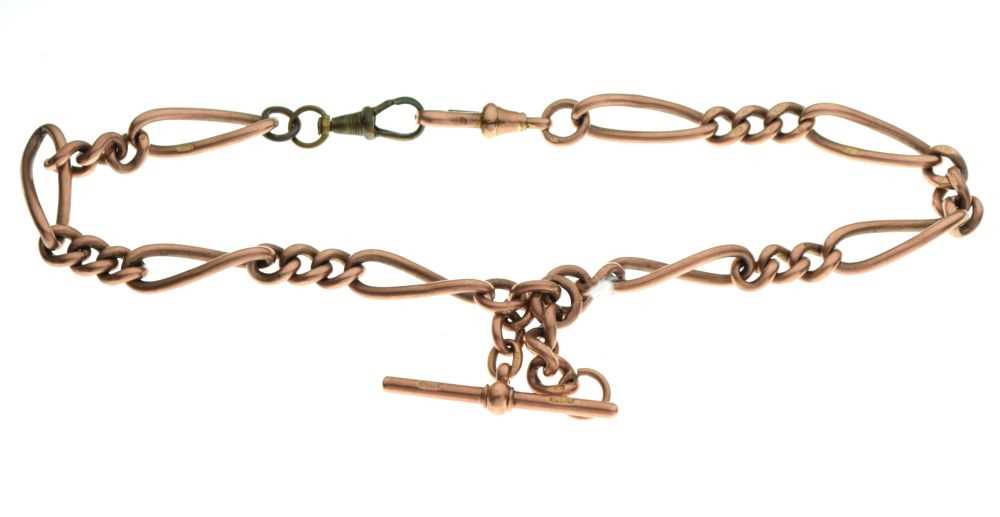 9ct rose gold Albert with fancy-link chain