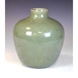 Royal Copenhagen celadon glazed vase