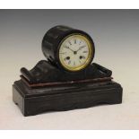 French black slate drumhead mantel clock,