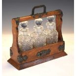 Miniature oak cased three-bottle tantalus