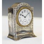 George V silver cased Boudoir clock