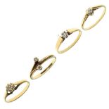 Four 9ct gold dress rings