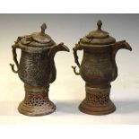Pair of Middle Eastern coffee pots, 19th Century
