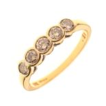 18ct gold five-stone diamond ring,
