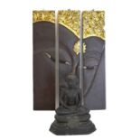 Carved three-panel Buddha