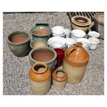 Group of glazed garden pots