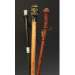 Walking stick (skull), together with two riding crops