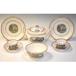 Puce lustre bat printed tea wares