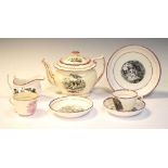 Puce lustre part tea set (matched, figures)
