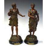 Pair of late 19th Century French patinated spelter figures