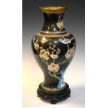 Cloisonné vase and stand