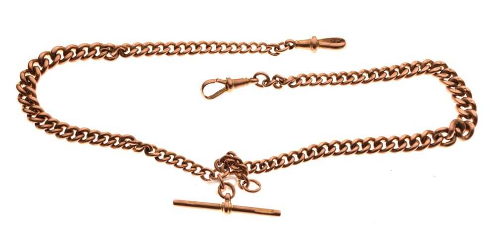 9ct rose gold Albert with graduated curb-link chain