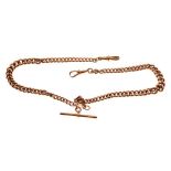 9ct rose gold Albert with graduated curb-link chain