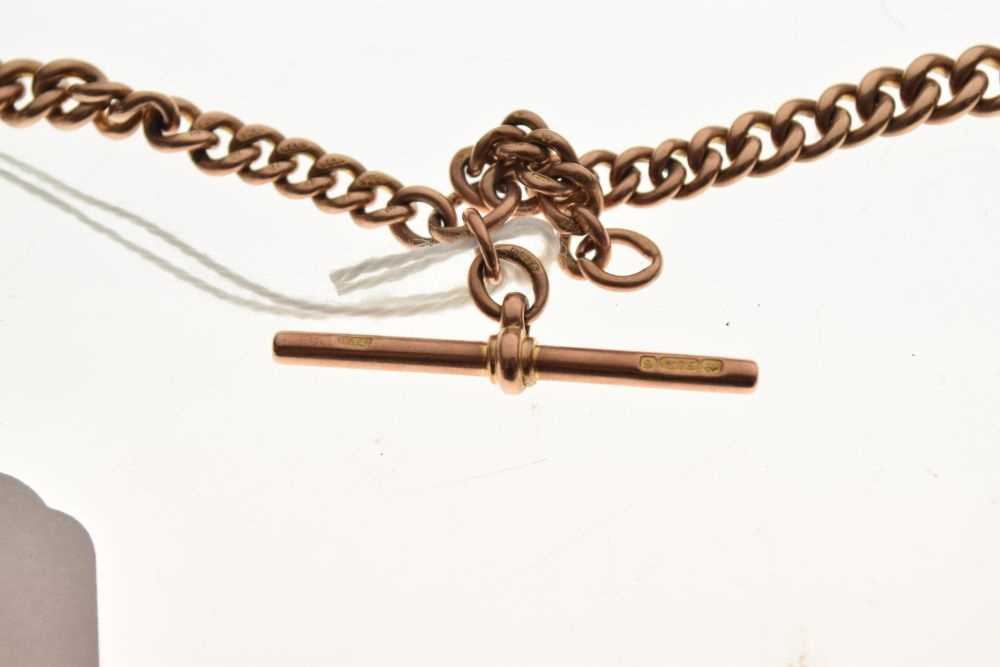 9ct rose gold Albert with graduated curb-link chain - Image 2 of 3