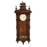 Walnut-cased single weight Vienna wall clock