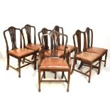 Set of seven Hepplewhite revival dining chairs