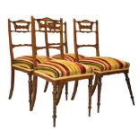 Set of four late Victorian/Edwardian inlaid rosewood salon chairs