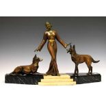 Deco style group - lady with Alsatians