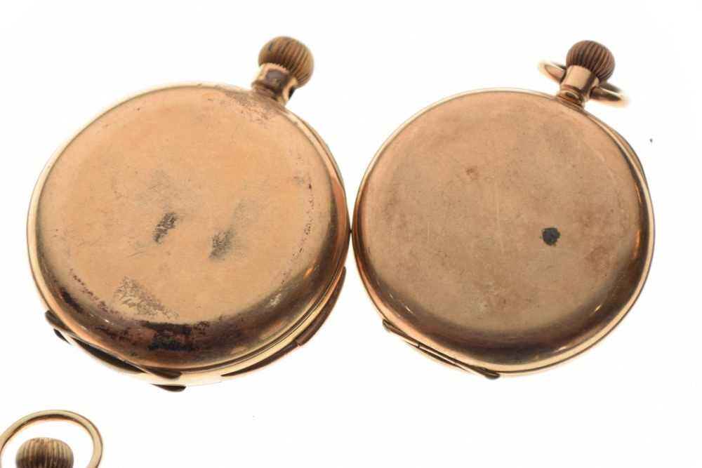 Two gold-plated open face pocket watches and two cases - Image 5 of 6