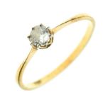 Yellow metal solitaire diamond ring, 0.3cts approx, stamped '18ct'