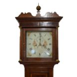 Early 19th Century inlaid oak-cased 8-day painted dial longcase clock