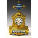 Late 19th Century French gilt spelter and porcelain mantel clock