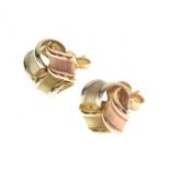 Pair of 14ct gold tri-colour knot ear studs, 4g approx. .