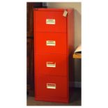 Office four drawer red filling cabinet
