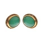 Pair of 9ct gold and green agate ear studs