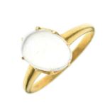 Unmarked yellow metal ring with moonstone cabochon