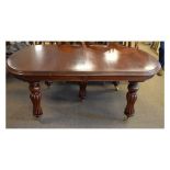 Large reproduction dining table with eight upholstered chairs